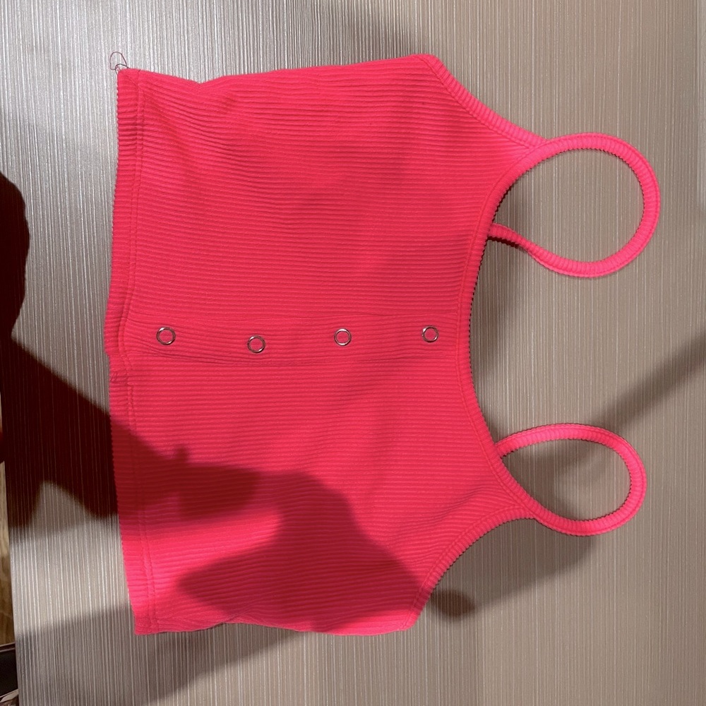 Neon Pink Button Down Tank